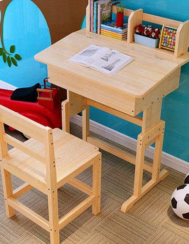 Kids Study Chair and Table Set Lifted Writing Desk