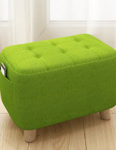 Solid wood square stool fabric sofa Footstool Ottomans